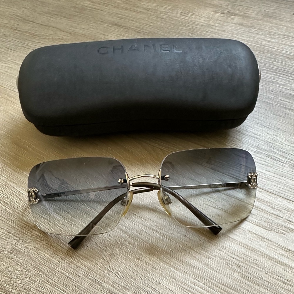 Vintage Chanel Gradient Blue Gray Sunglasses